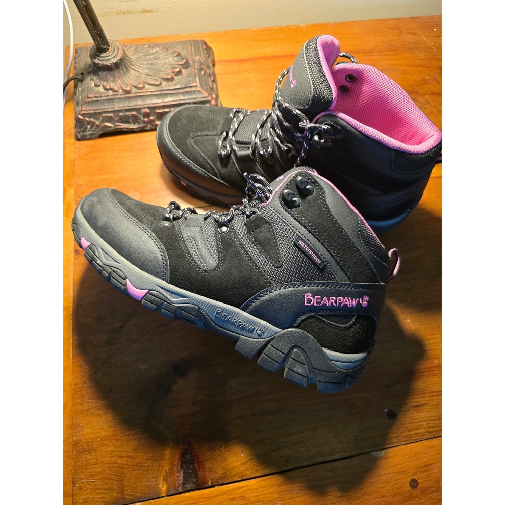 Bearpaw Corsica Wide Womens Black Pink Waterproof Hiking Boots 4390X Size 12 - Picture 3 of 7